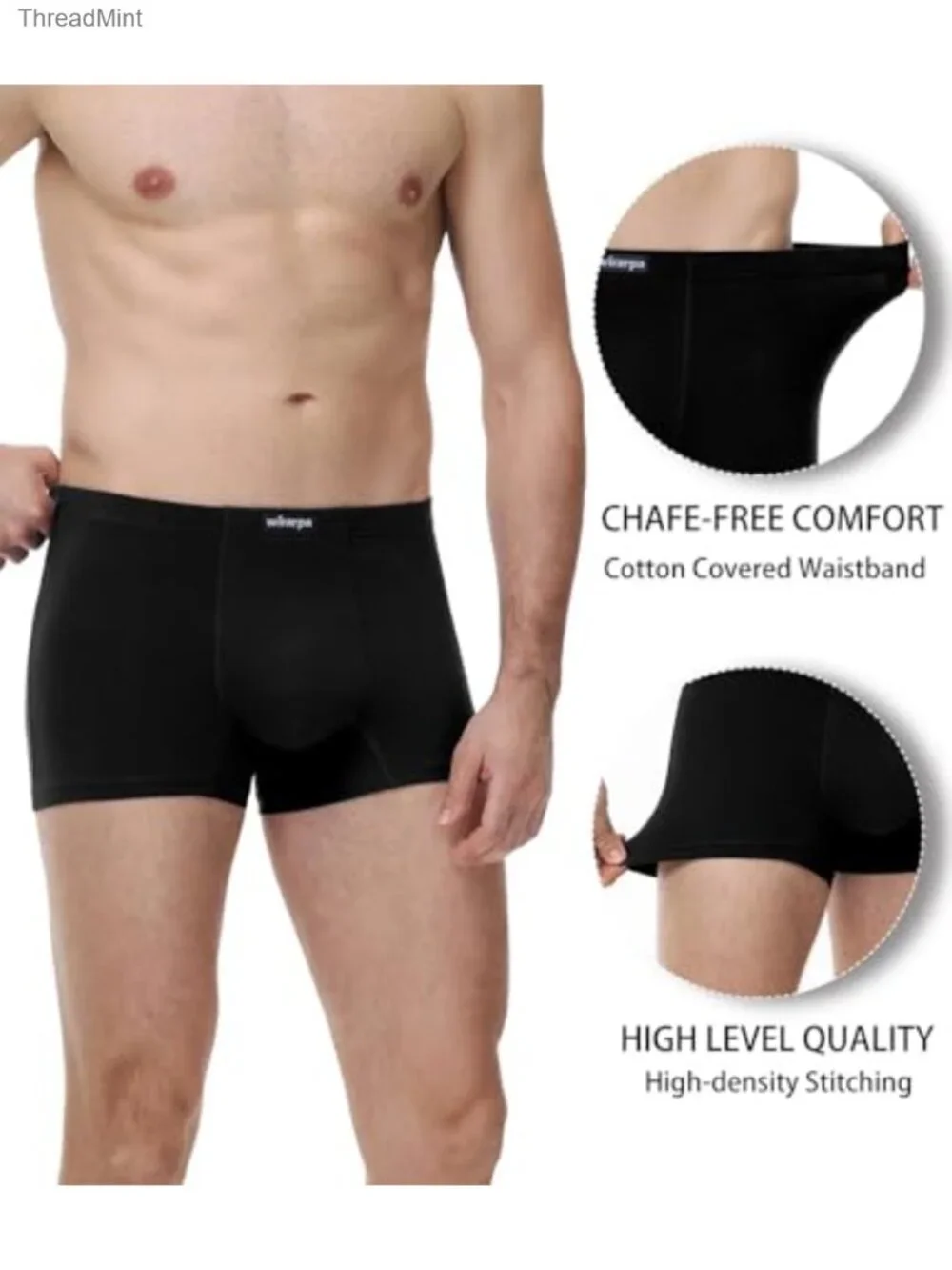 Men's Cotton Trunks Underwear Short Leg Boxer Briefs 4 Pack No Fly